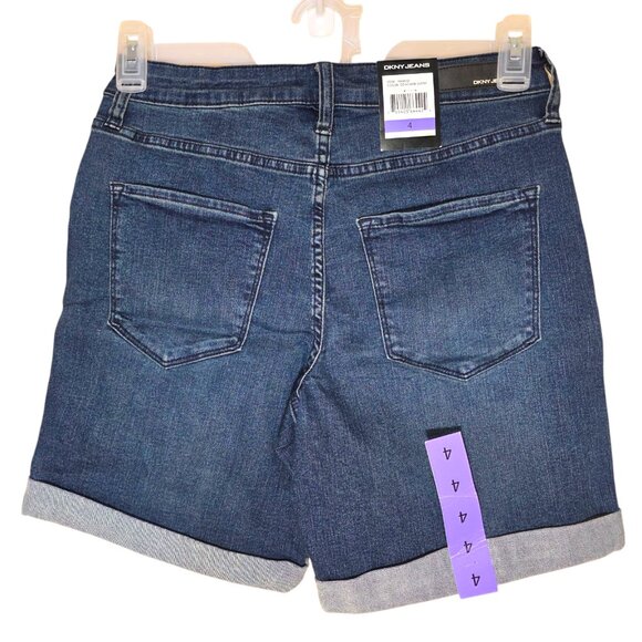 DKNY Jeans Denim Bermuda Mid Rise Cuffed Short Stretch Women's Size 4 Blue - Picture 3 of 10